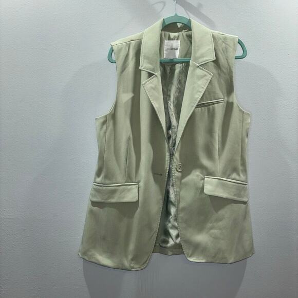 Avec Les Filles Women’s Cutaway One Button Sleeveless Vest Jacket Green Large - Picture 2 of 16